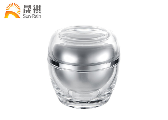 Kosong Acrylic Plastic Cosmetic Jars Silver Aluminium 50ml Untuk Kemasan Perawatan Kulit
