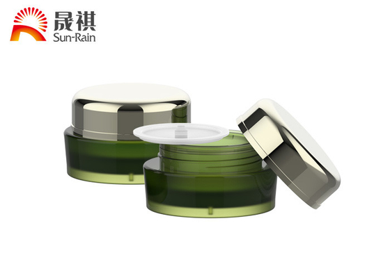 Green PMMA 15g 30g 50g Double Wall Stoples Plastik Bulat Toples Kosmetik SR-2302
