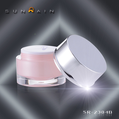 Sunrain PMMA Plastik Kosmetik Jars 30ml 50ml SR-2384B untuk perawatan Personnal