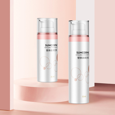 30ml 50ml Pompa PET Kemasan Kosmetik Penggantian isi ulang PET Double Wall Bottle Krim Wajah