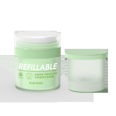 Sampel gratis 50ml botol pompa tanpa udara yang dapat diisi ulang untuk lotion serum dasar